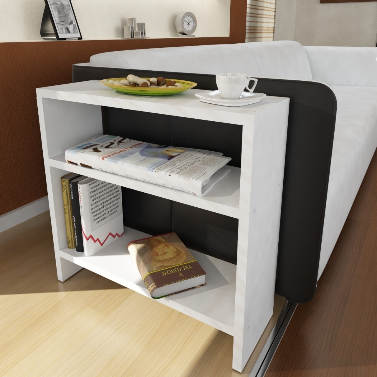 Masuta pentru living, Wooden Art, Silvanus White, 51x49x17.5 cm - imagine 4